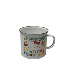 Sanrio Hello Kitty Summer Mug Camper Tin White Coffee Tea Cup